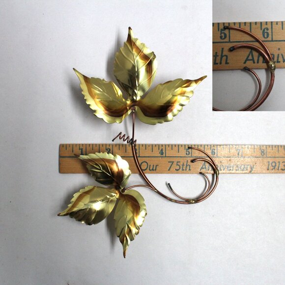 2 Pieces - Copper and Gold Color Home Interiors and Gifts Metal Leaves Decor - Picture 8 of 9